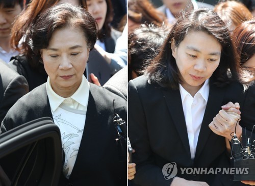 한진그룹 고 조양호 회장의 부인 이명희씨(왼쪽)와 딸 조현아 전 대한항공 부사장