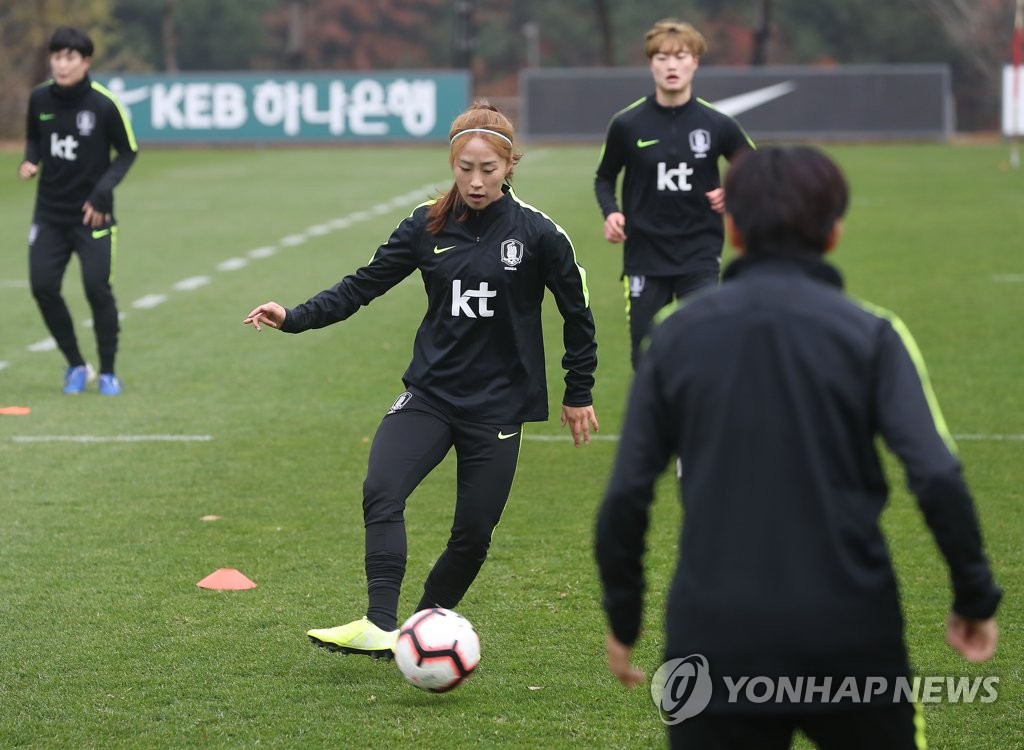 훈련하는 여자축구 대표팀
