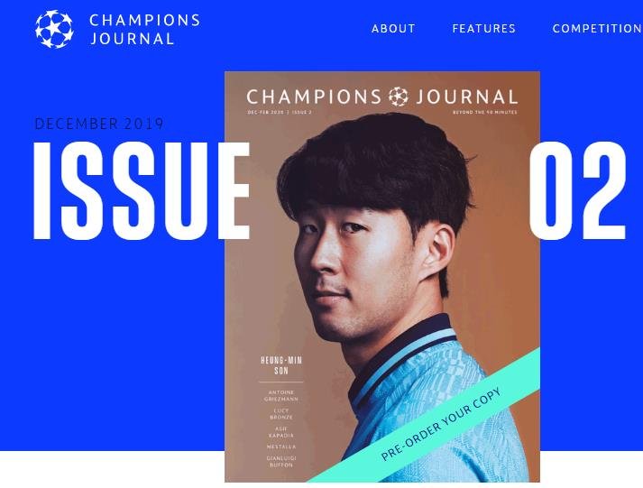 손흥민, 유럽축구연맹 공식잡지 표지 모델