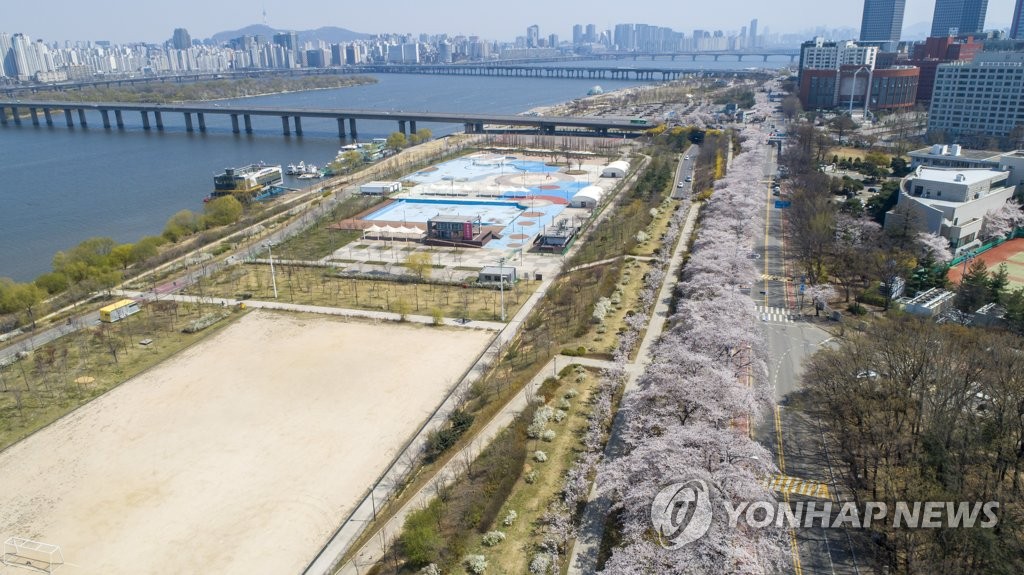 폐쇄된 윤중로, 아쉽지만 벚꽃놀이는 내년에
