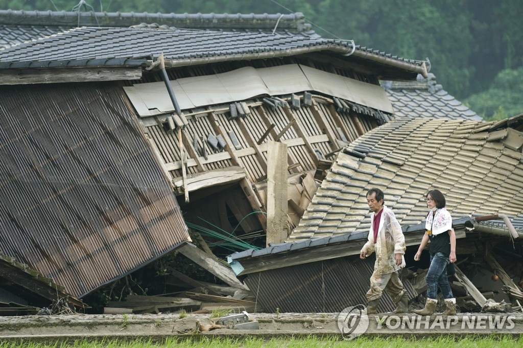 폭우에 무너진 일본 구마모토현 가옥들