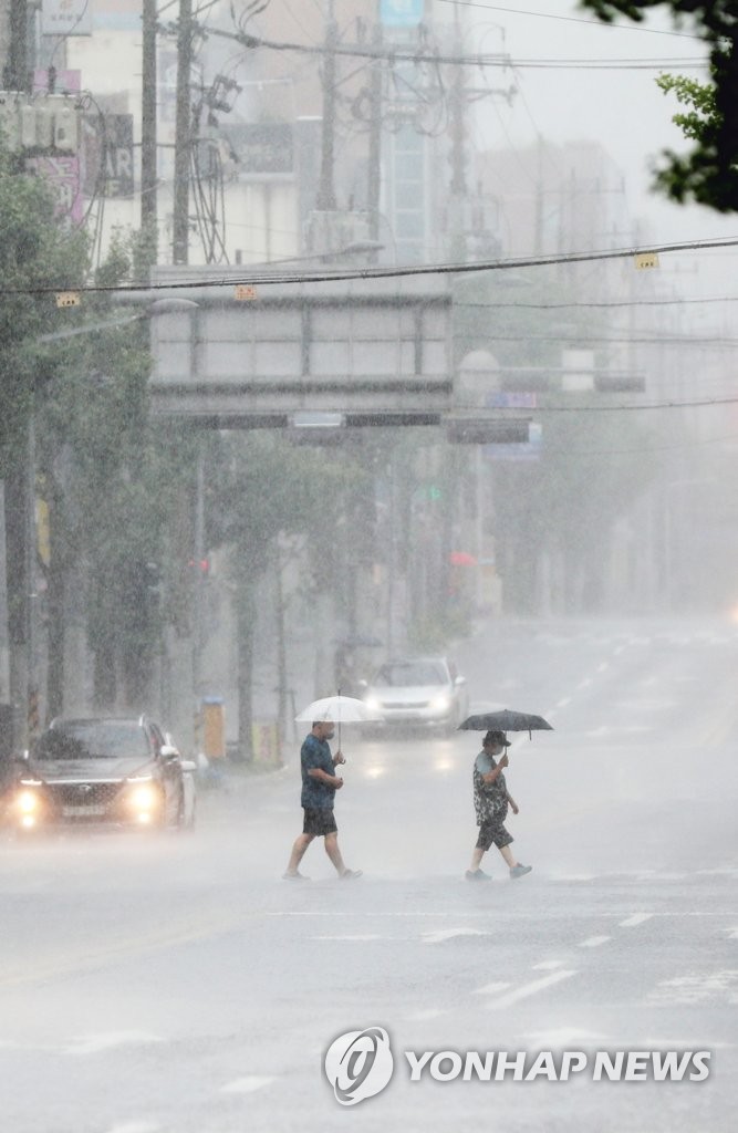 Walking through downpours Walking through downpours