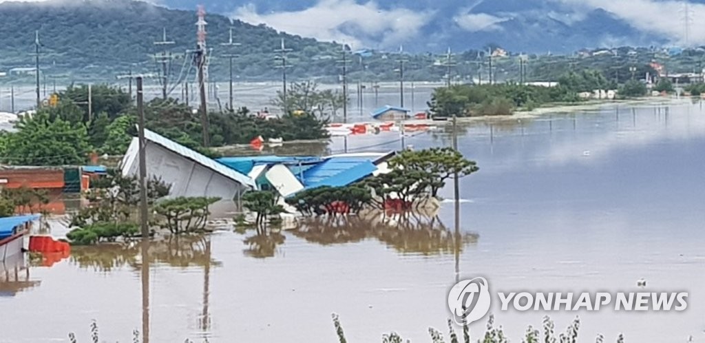 Village flooded due to heavy rain Village flooded due to heavy rain