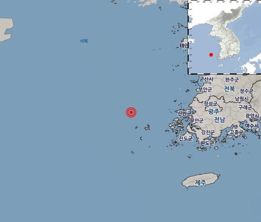 전남 신안 흑산도 북서쪽서 규모 3.7 지진 발생