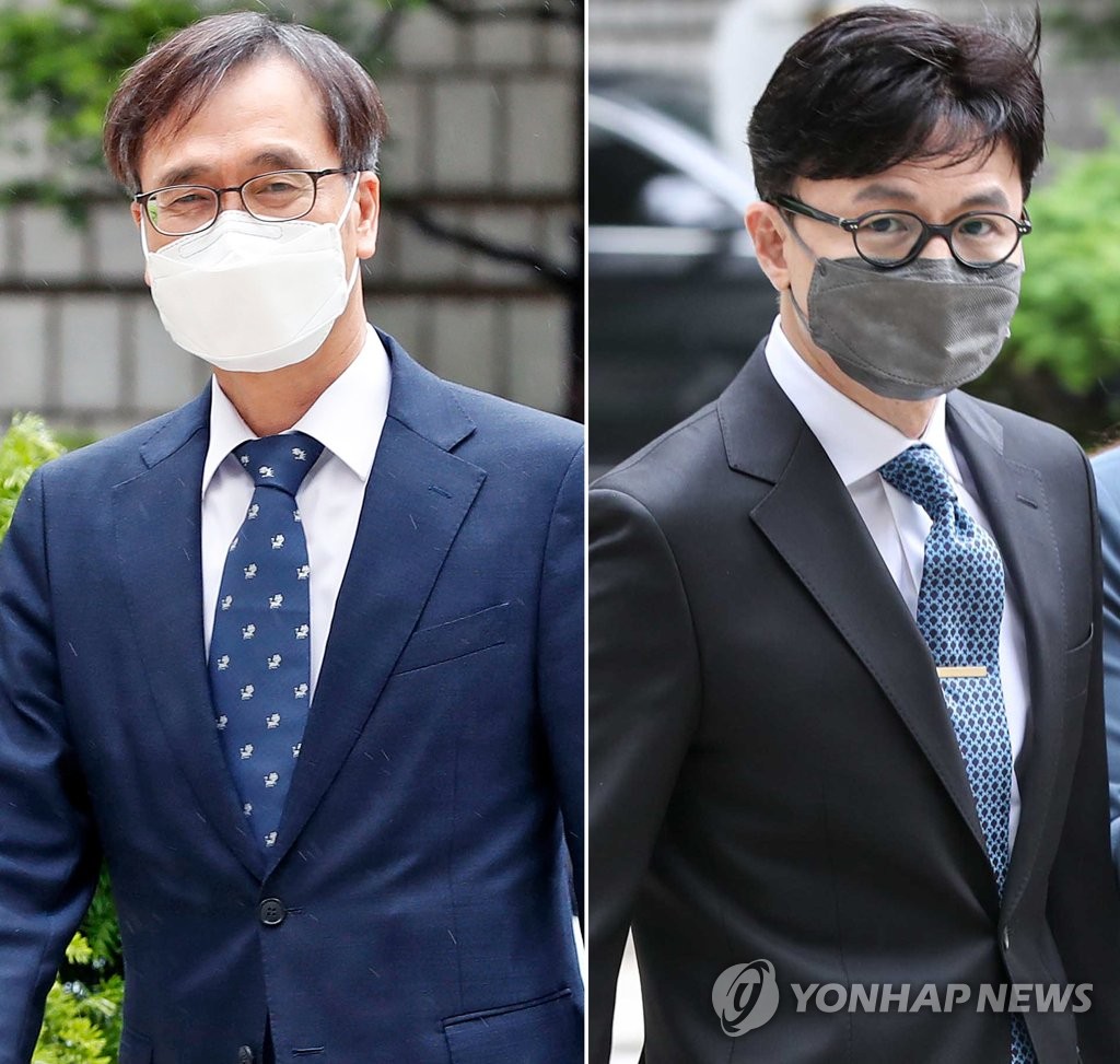 법정에서 마주한 정진웅-한동훈