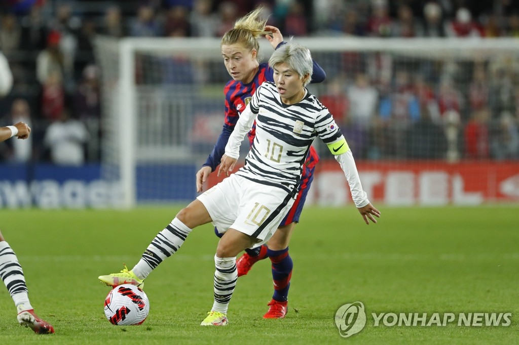 세계 랭킹 1위 미국 상대 0-6 완패한 한국 여자축구