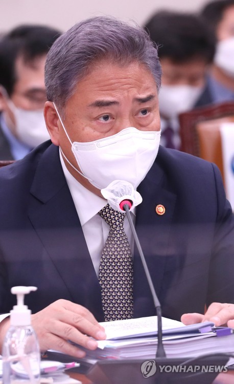 답변하는 박진 외교부 장관