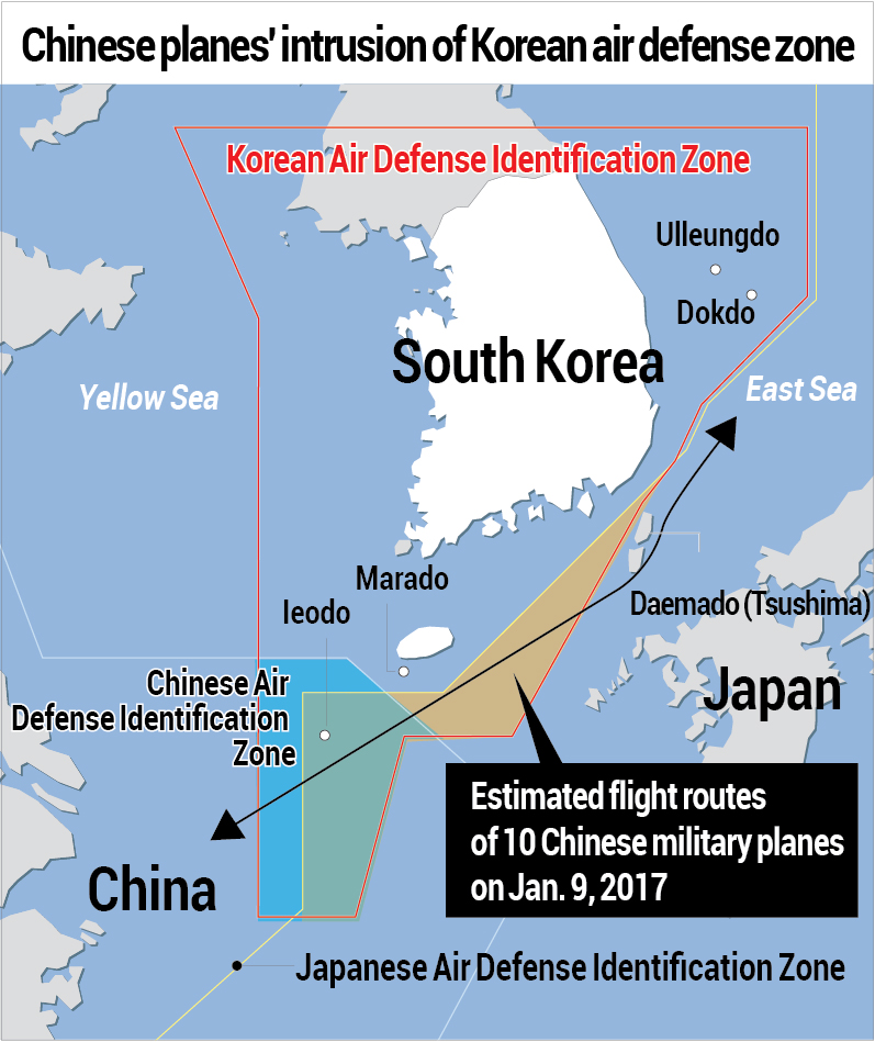 Chinese planes' intrusion of Korean air defense zone
