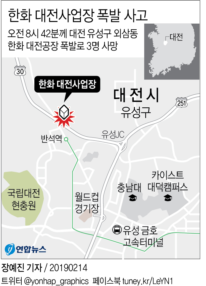 [그래픽] 한화 대전사업장 폭발 사고