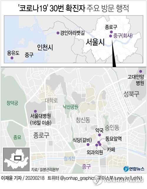 30번환자, 종로 카페·식당 가고…지하철로 용유도·아라뱃길도(종합) - 3