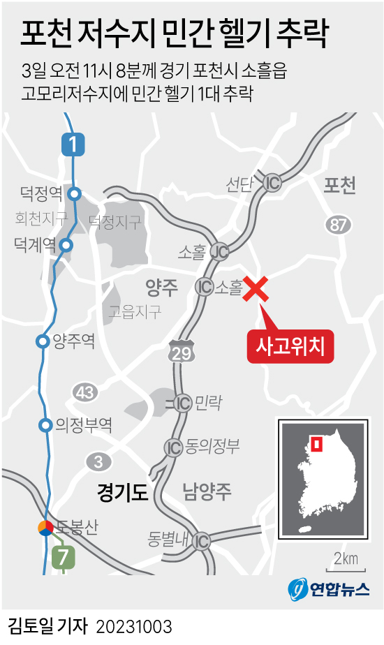  포천 저수지 민간 헬기 추락 사고