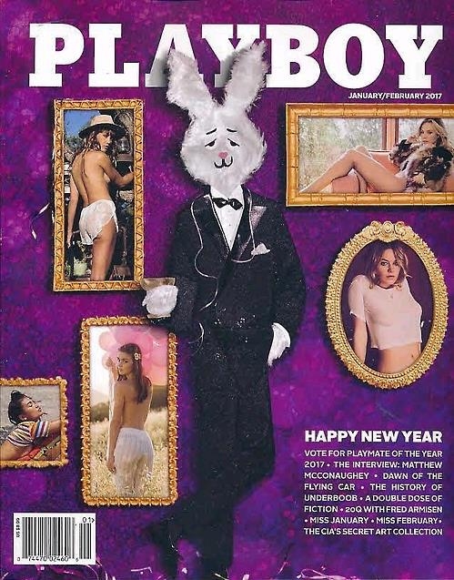 The image provided by Kaya Media shows the cover of the Jan/Feb edition of "Playboy." (Yonhap)