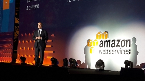 Doug Yeum, general manager at Amazon Web Service (AWS) Korea, speaks during the AWS Summit 2017 in Seoul, on April 19, 2017. (Yonhap) 