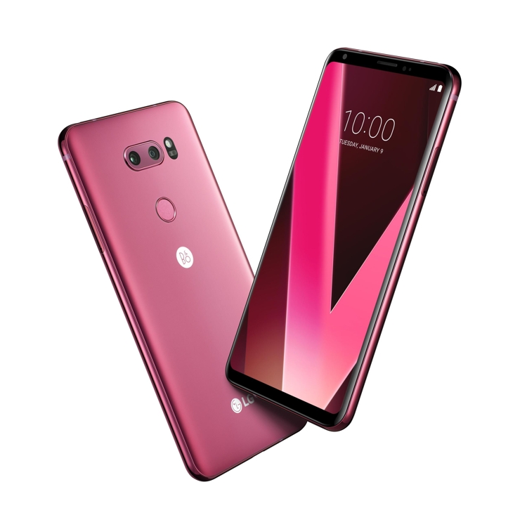 The "raspberry red" edition of the V30 smartphone, shown in a picture released by LG Electronics Inc. on Jan. 3, 2018 (Yonhap)