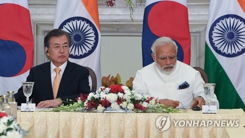 (LEAD) Leaders of S. Korea, India hold talks with top business leaders
