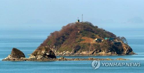 This photo provided by the Joint Press Corps and taken on Sept. 24, 2019, shows North Korea's Hambak Island in the Yellow Sea. (Yonhap)