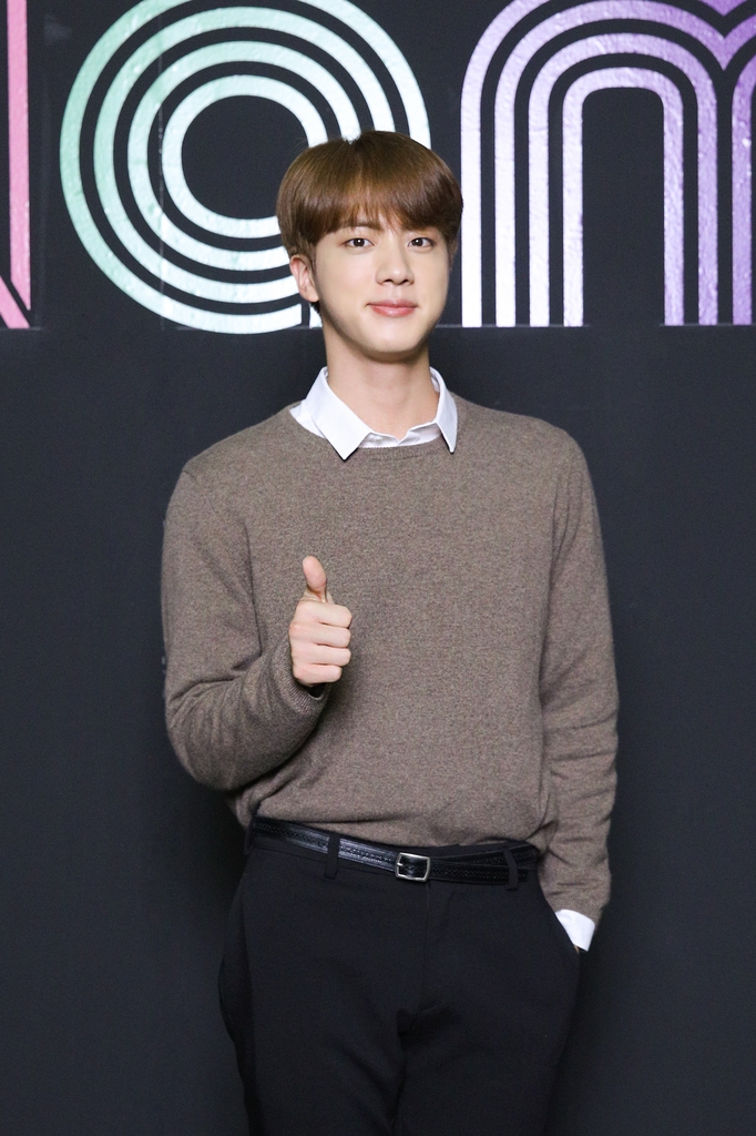 This photo provided by Big Hit Entertainment shows BTS member Jin. (PHOTO NOT FOR SALE) (Yonhap)