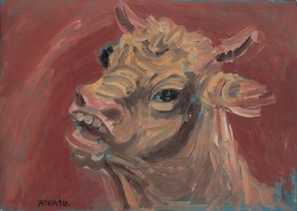 This image, provided by Leeum, Samsung Museum of Art, shows painter Lee Jung-seob's work "Bull." (PHOTO NOT FOR SALE)(Yonhap)