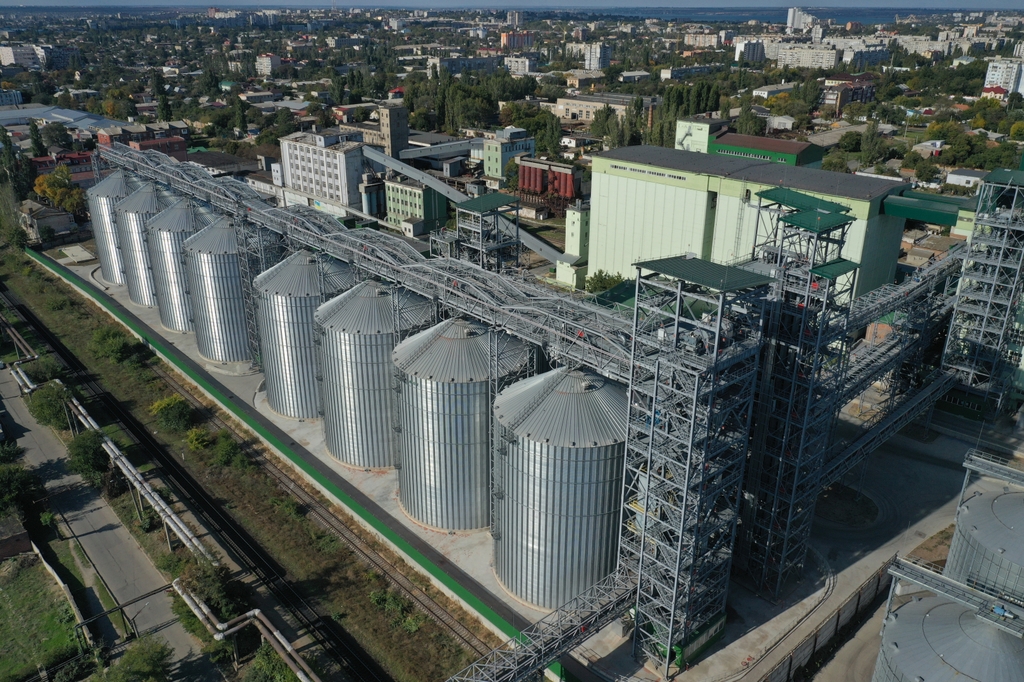 This undated photo provided by POSCO International Corp. on June 2, 2022, shows the company's grain terminal in Ukraine. (Yonhap)