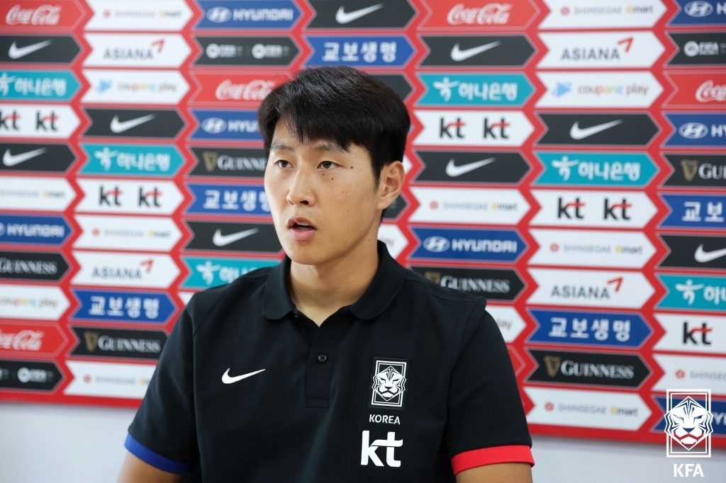 Lee Kang-in, midfielder on the South Korean men's national football team, speaks during an online press conference at the National Football Center in Paju, just north of Seoul in Gyeonggi Province, on Sept. 21, 2022, in this photo provided by the Korea Football Association. (PHOTO NOT FOR SALE) (Yonhap)
