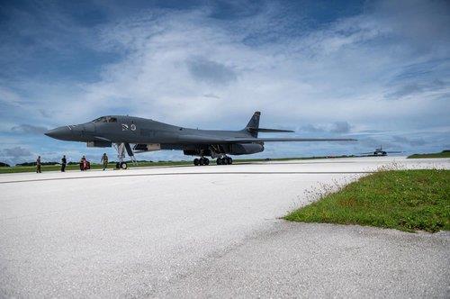 A B-1B Lancer strategic bomber at the Andersen Air Force Base in Guam is shown in this undated photo released by the Pacific Air Forces. (PHOTO NOT FOR SALE) (Yonhap)