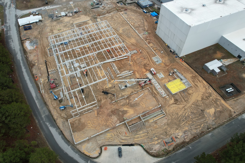 This photo, provided by SKC on Jan. 9, 2023, shows an aerial view of Absolics' glass substrate production facility under construction in Covington, Georgia. (PHOTO NOT FOR SALE) (Yonhap) 