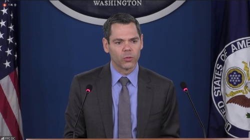 Robert Berschinski, NSC senior director for democracy and human rights, speaks during a press briefing hosted by the Foreign Press Club in Washington on March 22, 2023, in this captured image. (Yonhap) 