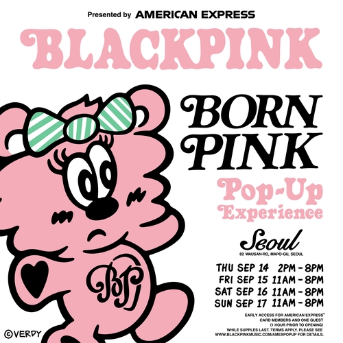 This photo provided by YG Plus, a side business unit of YG Entertainment, shows a poster for K-pop girl group BLACKPINK's pop-up store set to open in Seoul's Hongdae area from Sept. 14-17. (PHOTO NOT FOR SALE) (Yonhap)