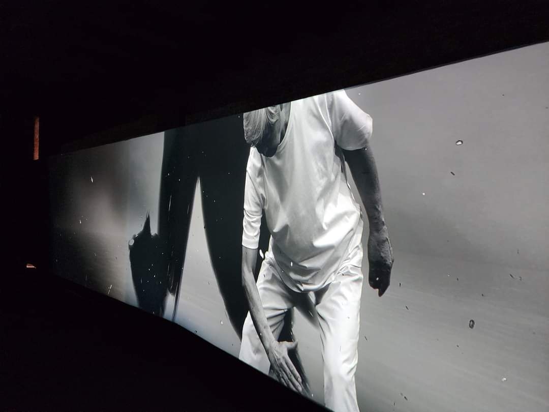 Lee Bae's video installation titled "Burning" is being played at the Wilmotte Foundation in Venice on April 18, 2024. (Yonhap)
