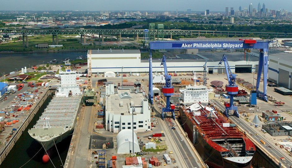 This photo provided by Hanwha Group shows a panoramic view of Philly Shipyard Inc. in Philadelphia, Pennsylvania. (PHOTO NOT FOR SALE) (Yonhap)