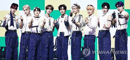 K-pop boy group Zerobaseone poses for a photo during a media showcase for its fourth EP, "Cinema Paradise," in Seoul on Aug. 26, 2024. (Yonhap)