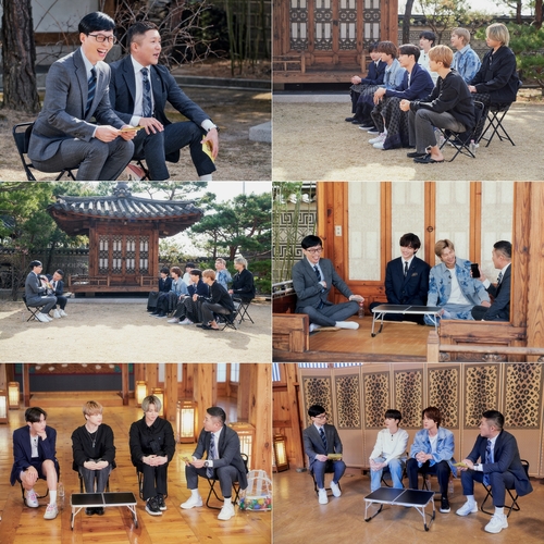 BTS dans l'émission «You Quiz on the Block» de tvN. (Photo fournie par CJ ENM. Revente et archivage interdits)