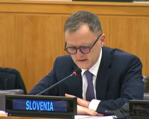 Le représentant de la Slovénie lors de la Troisième Commission de l'Assemblée générale des Nations unies. (Image capturée sur le site Web des Nations unies. Revente et archivage interdits)