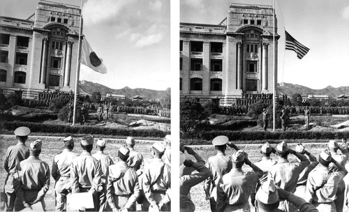 在韓米軍　１９４５年の降伏文書署名式写真公開＝日章旗が星条旗に