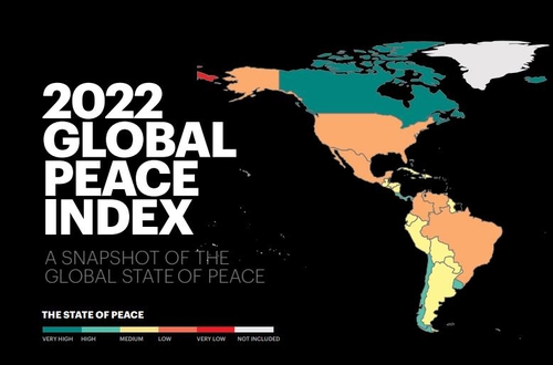 経済平和研究所が２０２２年版の世界平和度指数を発表した（同研究所のホームページより）＝（聯合ニュース）