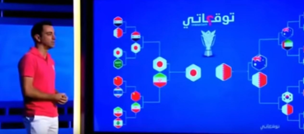 카타르 방송에서 아시안컵 대진을 예측하는 사비
