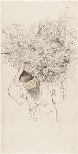 김호석, 나뭇군선사, 종이에 수묵 채색, 187×95cm, 2018