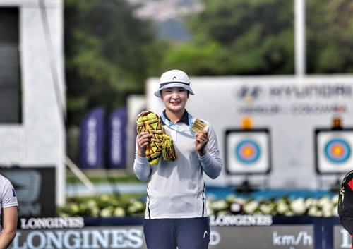 한국양궁, 월드컵대회 종합 우승…강채영 3관왕