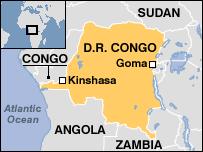 콩고민주공화국(민주콩고) 동부 고마(市)가 표시된 지도[구글 캡처]