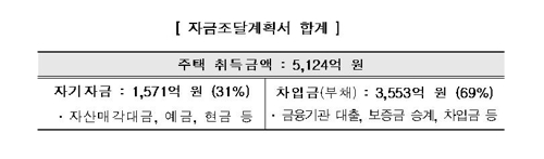 탈루 의심사례 주택취득자금 중 차입금 비중