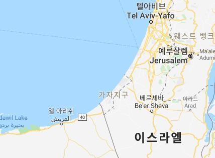 지중해 연안 팔레스타인 가자지구[구글 캡처]