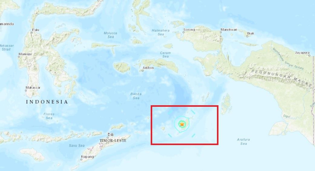 인도네시아, 동티모르-뉴기니섬 사이 해상 5.9 지진