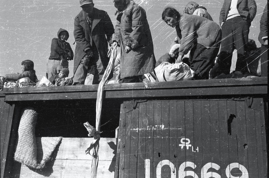 한국전쟁 당시 기차에 오른 피란민의 모습