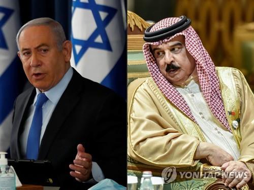 베냐민 네타냐후 이스라엘 총리(왼쪽)와 하마드 이븐 이사 알칼리파 바레인 국왕(오른쪽).[AFP=연합뉴스]
