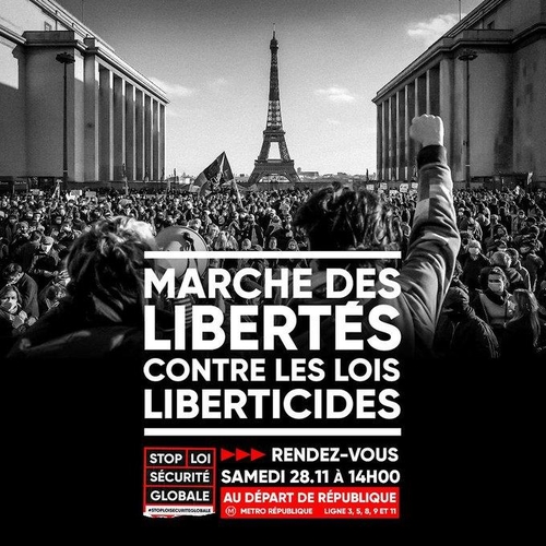프랑스 포괄적 보안법 반대 시위 예고 포스터