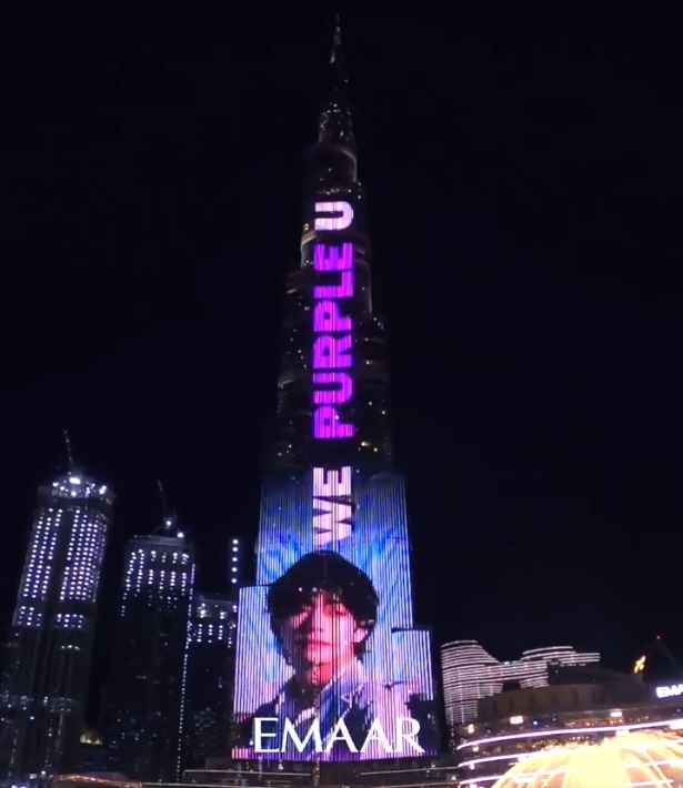 방탄 소년단 뷔의 생일 축하 LED 쇼 ‘Bourj Khalifa’