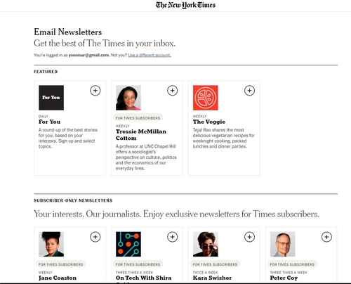 이메일 뉴스레터 선도해온 NYT, 일부 유료화