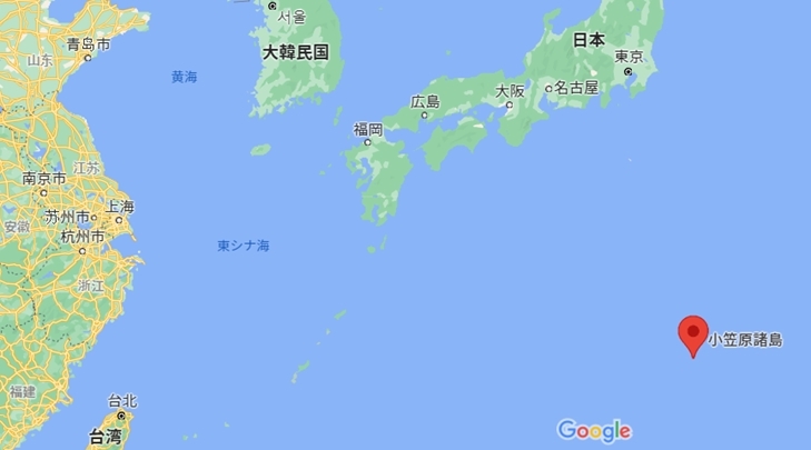 지난 8월 주변 해저화산이 분화한 오가사와라(小笠原) 제도 위치도. [구글 지도 캡처]