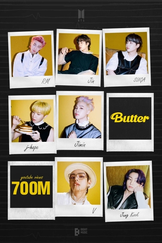 BTS '버터' 뮤직비디오, 유튜브 7억 뷰 넘어…통산 10번째
