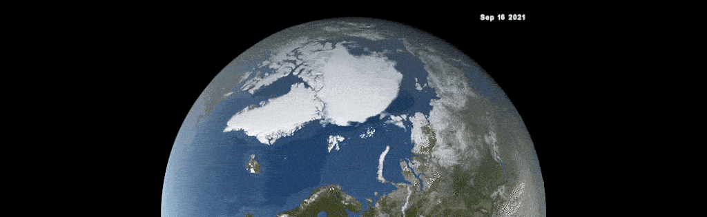 북극해의 겨울철 얼음 변화 